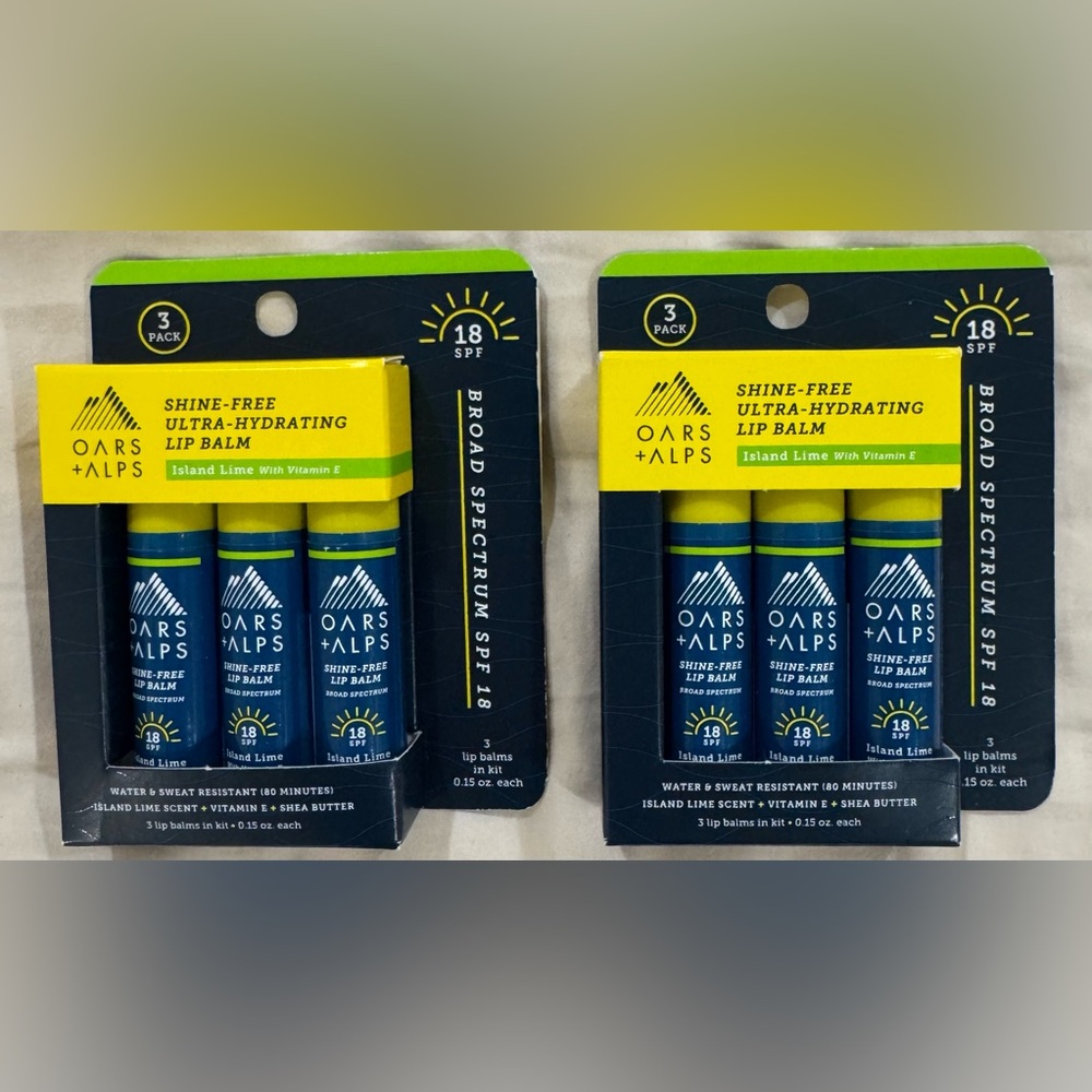 NWT Bundle of Oars + Alps Island Lime Shine Free Lip Balm 18 SPF - 6 total